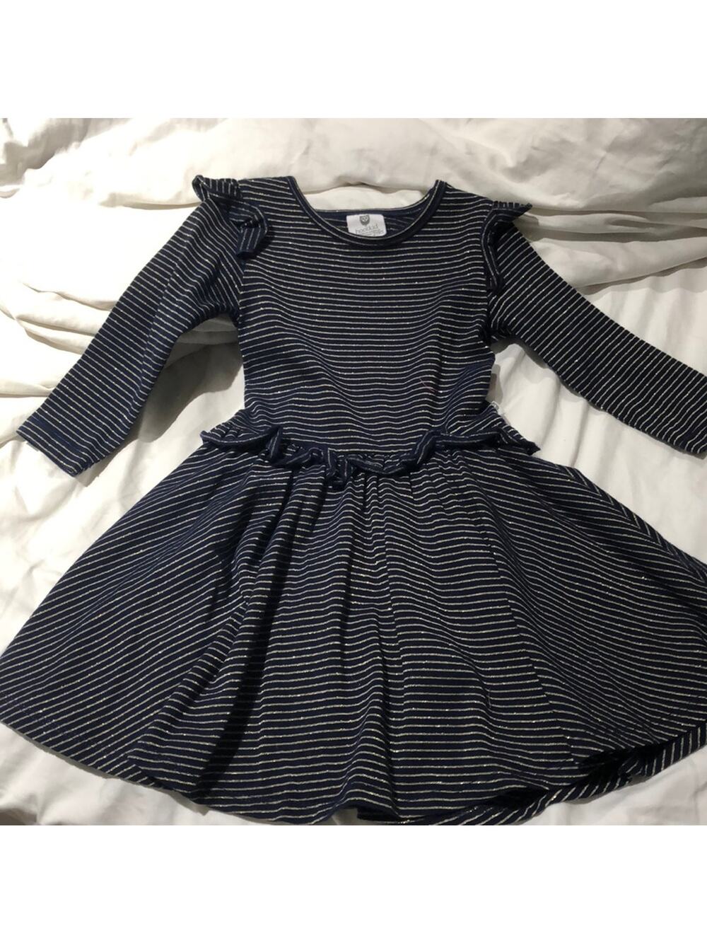Hootkid 2T Navy gold dress works once perfect